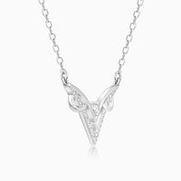 Signature V-Shaped Silver Pendant with Link Chain