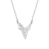 Signature V-Shaped Silver Pendant with Link Chain