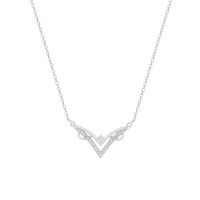 Signature V-Shaped Silver Pendant with Link Chain