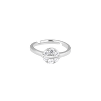 Gleaming Halo Zircon Silver Ring