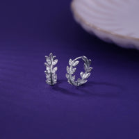 RACHIVA 925 Silver CZ Leaf Huggie Hoop Earrings for Women