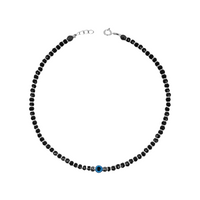 Evil Eye Black Beads Silver Anklet